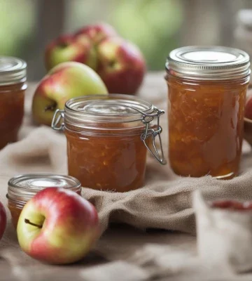 apple preserves in jar on table
