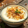 toasted coconut on pudding