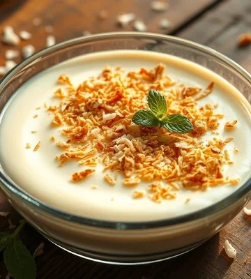 toasted coconut on pudding